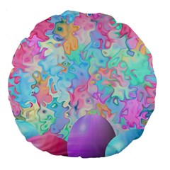 Eggs Happy Easter Rainbow Large 18  Premium Round Cushions by HermanTelo