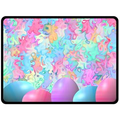 Eggs Happy Easter Rainbow Double Sided Fleece Blanket (large) 