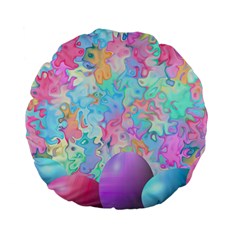 Eggs Happy Easter Rainbow Standard 15  Premium Flano Round Cushions