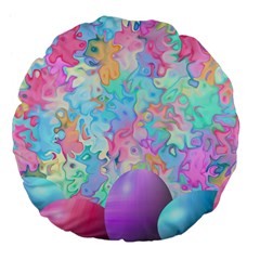 Eggs Happy Easter Rainbow Large 18  Premium Flano Round Cushions