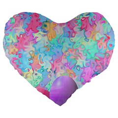 Eggs Happy Easter Rainbow Large 19  Premium Flano Heart Shape Cushions