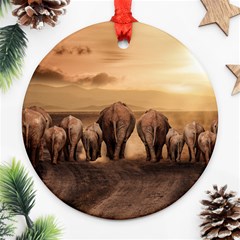 Elephant Dust Road Africa Savannah Ornament (round) by HermanTelo