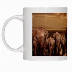 Elephant Dust Road Africa Savannah White Mugs by HermanTelo