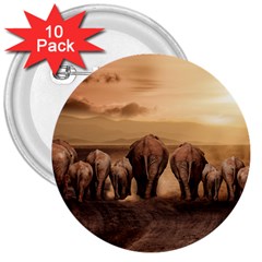 Elephant Dust Road Africa Savannah 3  Buttons (10 Pack)  by HermanTelo