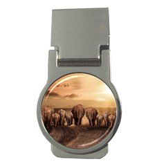 Elephant Dust Road Africa Savannah Money Clips (round)  by HermanTelo