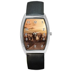 Elephant Dust Road Africa Savannah Barrel Style Metal Watch