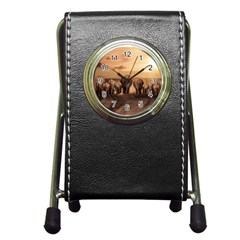 Elephant Dust Road Africa Savannah Pen Holder Desk Clock by HermanTelo