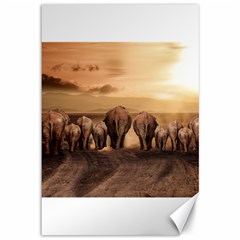 Elephant Dust Road Africa Savannah Canvas 12  X 18  by HermanTelo