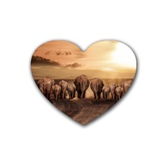 Elephant Dust Road Africa Savannah Rubber Coaster (heart) 