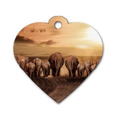 Elephant Dust Road Africa Savannah Dog Tag Heart (two Sides)