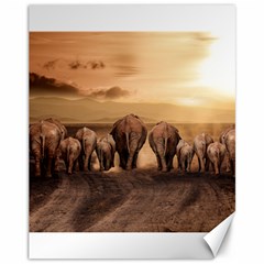 Elephant Dust Road Africa Savannah Canvas 11  X 14 