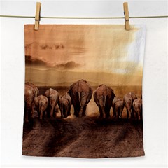 Elephant Dust Road Africa Savannah Face Towel by HermanTelo