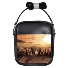 Elephant Dust Road Africa Savannah Girls Sling Bag by HermanTelo