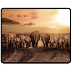 Elephant Dust Road Africa Savannah Fleece Blanket (medium)  by HermanTelo