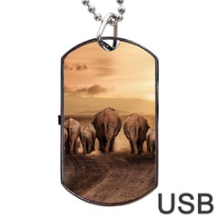 Elephant Dust Road Africa Savannah Dog Tag Usb Flash (one Side)