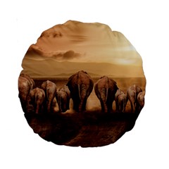 Elephant Dust Road Africa Savannah Standard 15  Premium Round Cushions by HermanTelo