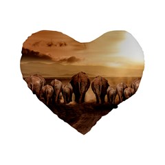 Elephant Dust Road Africa Savannah Standard 16  Premium Heart Shape Cushions by HermanTelo