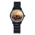 Elephant Dust Road Africa Savannah Stainless Steel Round Watch Front