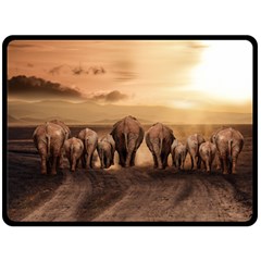 Elephant Dust Road Africa Savannah Double Sided Fleece Blanket (large)  by HermanTelo