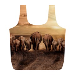 Elephant Dust Road Africa Savannah Full Print Recycle Bag (l)