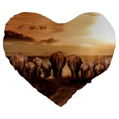 Elephant Dust Road Africa Savannah Large 19  Premium Flano Heart Shape Cushions