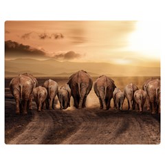 Elephant Dust Road Africa Savannah Double Sided Flano Blanket (medium)  by HermanTelo