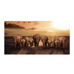 Elephant Dust Road Africa Savannah Satin Wrap by HermanTelo