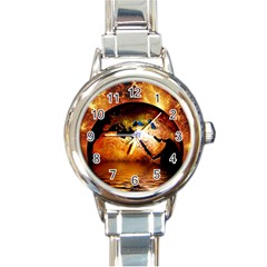 Earth Globe Water Fire Flame Round Italian Charm Watch by HermanTelo