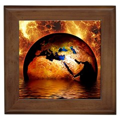 Earth Globe Water Fire Flame Framed Tiles by HermanTelo