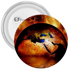 Earth Globe Water Fire Flame 3  Buttons by HermanTelo