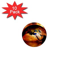 Earth Globe Water Fire Flame 1  Mini Magnet (10 Pack)  by HermanTelo