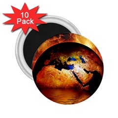 Earth Globe Water Fire Flame 2 25  Magnets (10 Pack)  by HermanTelo