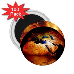 Earth Globe Water Fire Flame 2 25  Magnets (100 Pack)  by HermanTelo