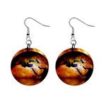 Earth Globe Water Fire Flame Mini Button Earrings Front