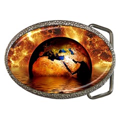 Earth Globe Water Fire Flame Belt Buckles by HermanTelo