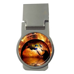 Earth Globe Water Fire Flame Money Clips (round)  by HermanTelo