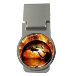 Earth Globe Water Fire Flame Money Clips (Round)  Front