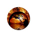 Earth Globe Water Fire Flame Rubber Round Coaster (4 pack)  Front