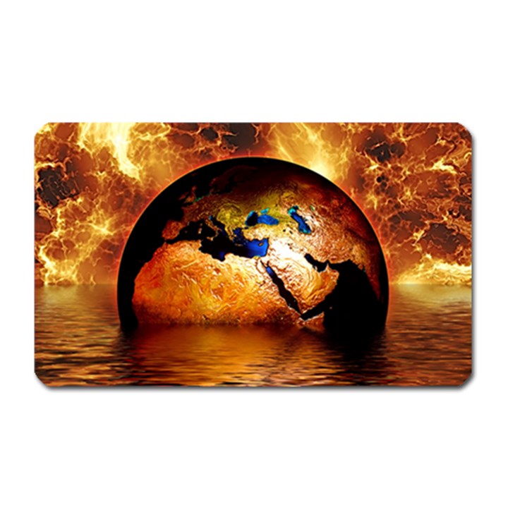 Earth Globe Water Fire Flame Magnet (Rectangular)