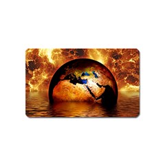 Earth Globe Water Fire Flame Magnet (name Card) by HermanTelo