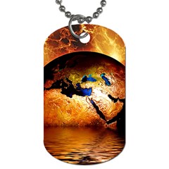 Earth Globe Water Fire Flame Dog Tag (one Side) by HermanTelo