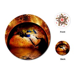 Earth Globe Water Fire Flame Playing Cards (round)