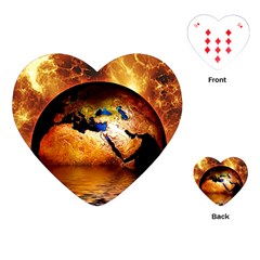 Earth Globe Water Fire Flame Playing Cards (heart) by HermanTelo