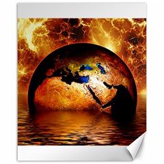 Earth Globe Water Fire Flame Canvas 16  X 20 