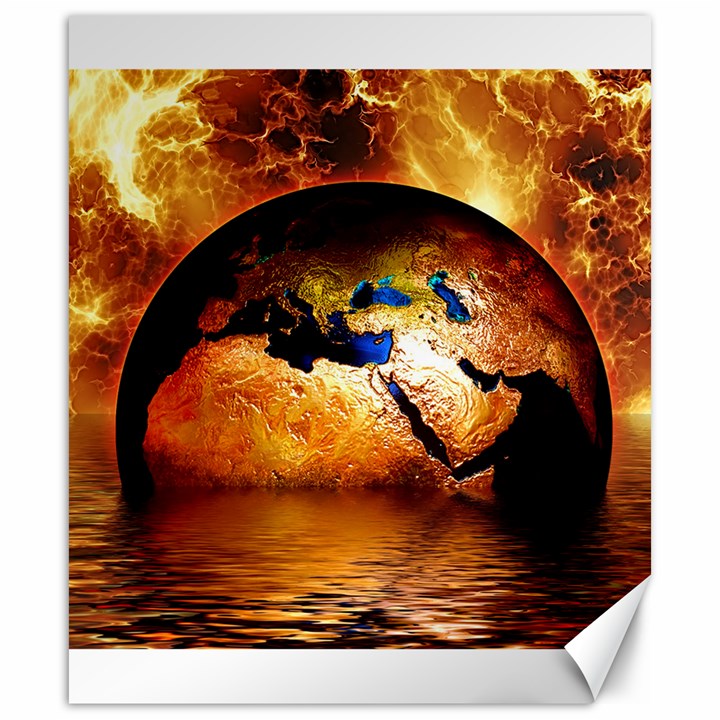 Earth Globe Water Fire Flame Canvas 20  x 24 