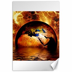 Earth Globe Water Fire Flame Canvas 24  X 36  by HermanTelo