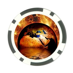 Earth Globe Water Fire Flame Poker Chip Card Guard by HermanTelo