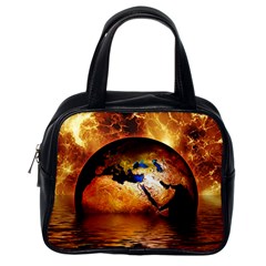 Earth Globe Water Fire Flame Classic Handbag (one Side)