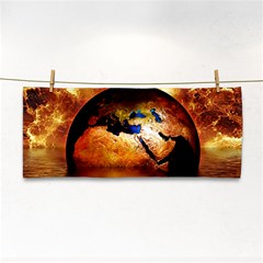 Earth Globe Water Fire Flame Hand Towel by HermanTelo