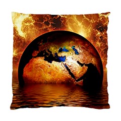 Earth Globe Water Fire Flame Standard Cushion Case (two Sides) by HermanTelo